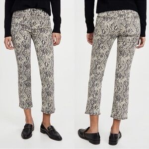 Veronica Beard Snake Print Boot Cut Jeans - Black and Cream